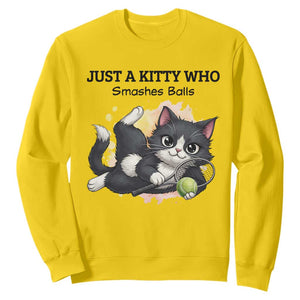 Just A Kitty Who Smashes Balls Sweatshirt Funny Tennis Cat Gift TS12 Daisy Print Your Wear