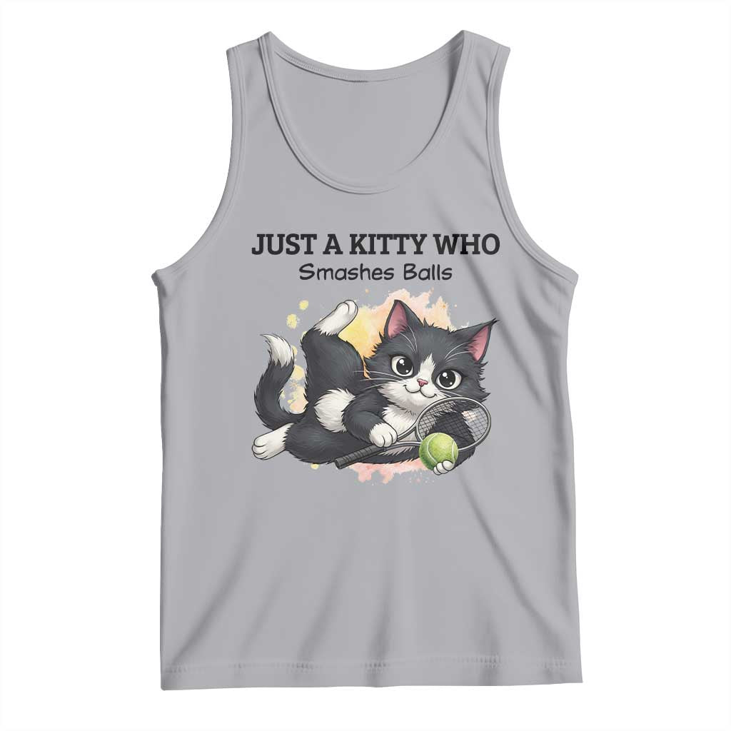 Just A Kitty Who Smashes Balls Tank Top Funny Tennis Cat Gift TS12 Athletic Heather Print Your Wear