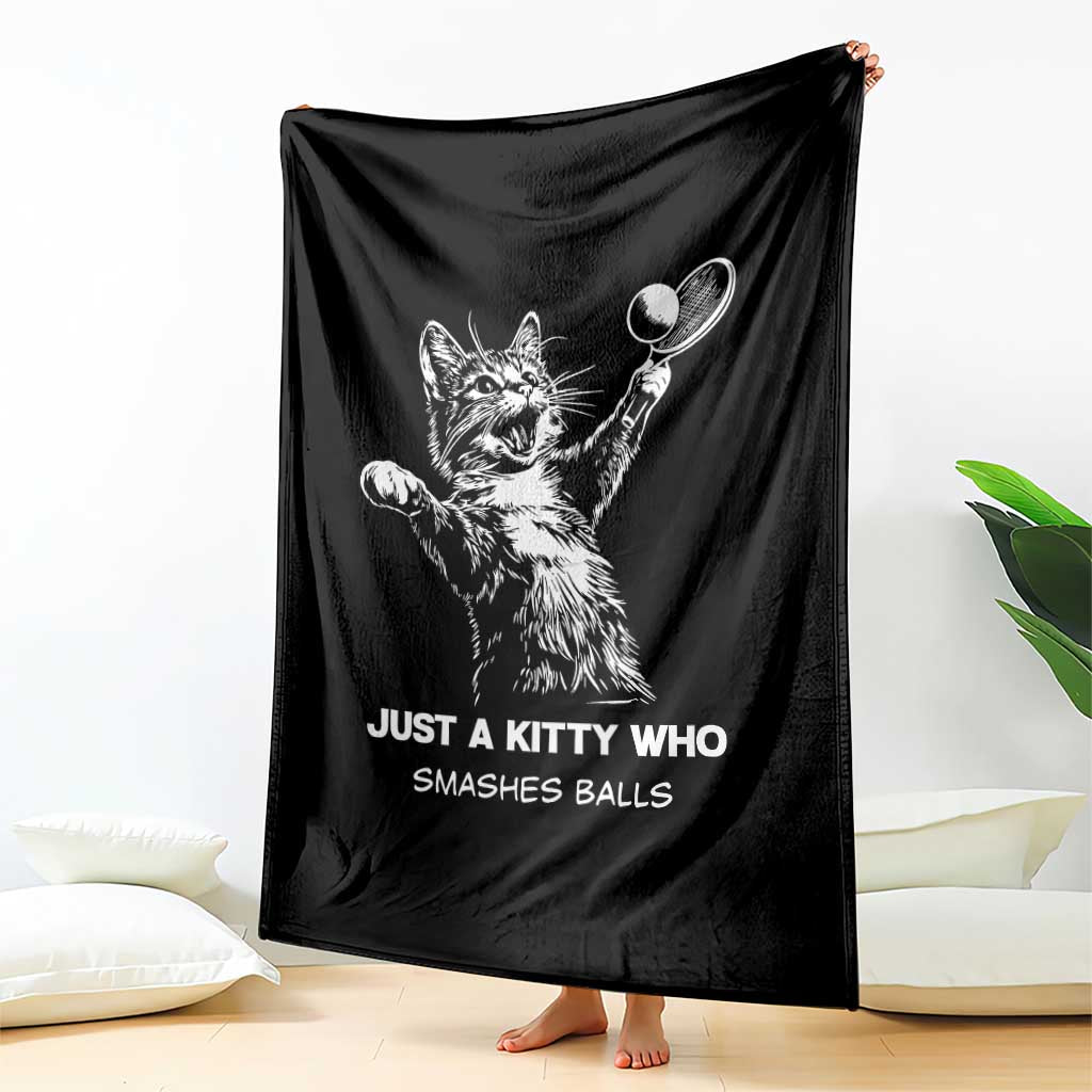 Funny Cat Plays Tennis Throw Blanket Just A Kitty Who Smashes Balls TS12 Print Your Wear
