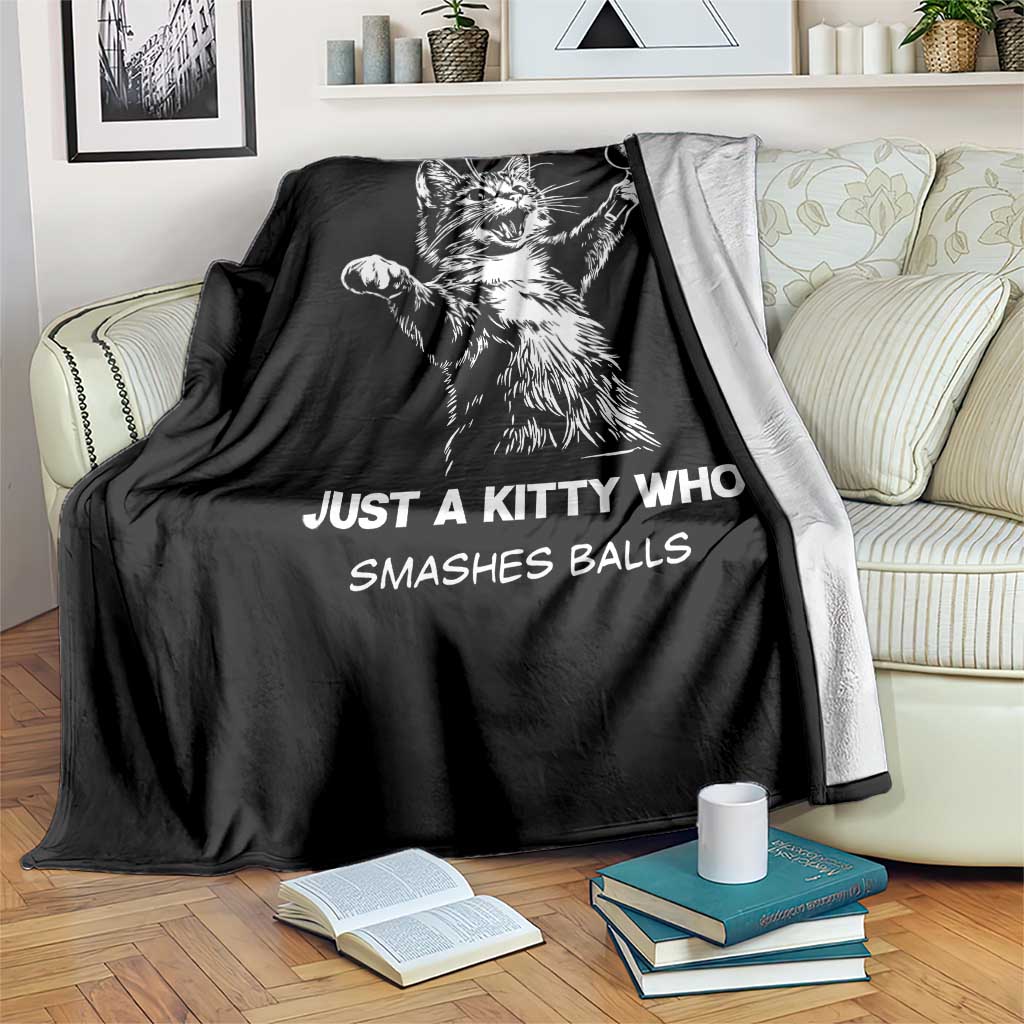 Funny Cat Plays Tennis Throw Blanket Just A Kitty Who Smashes Balls TS12 Print Your Wear