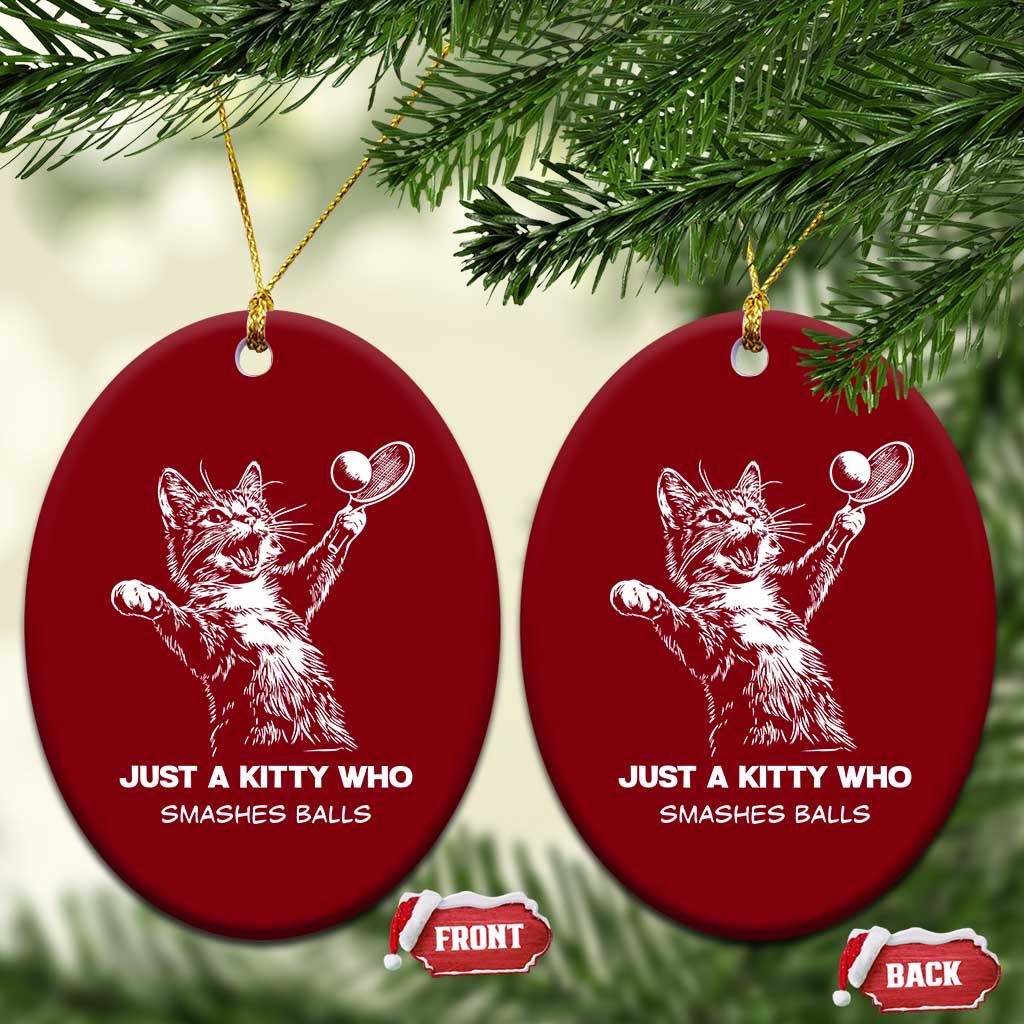Funny Cat Plays Tennis Ceramic Ornament Just A Kitty Who Smashes Balls TS12 Print Your Wear