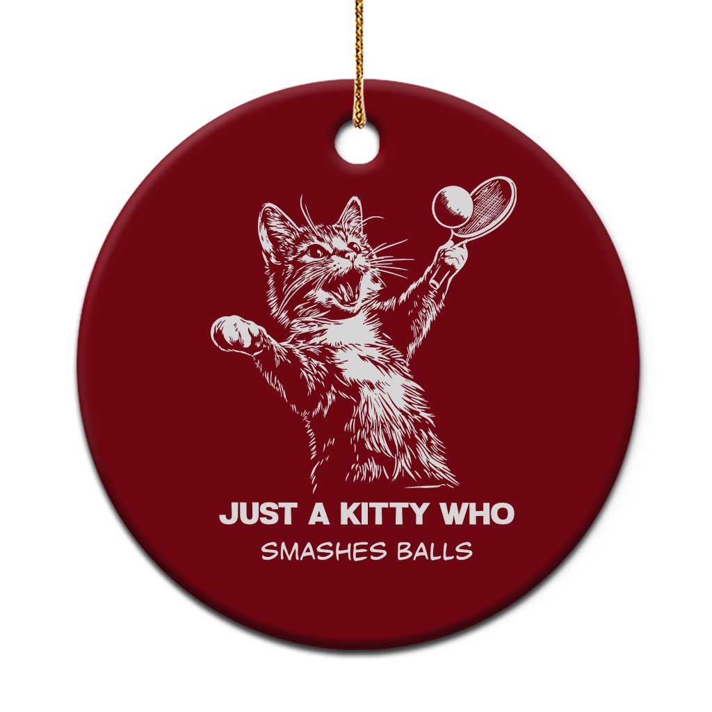 Funny Cat Plays Tennis Ceramic Ornament Just A Kitty Who Smashes Balls TS12 1pc Red Print Your Wear