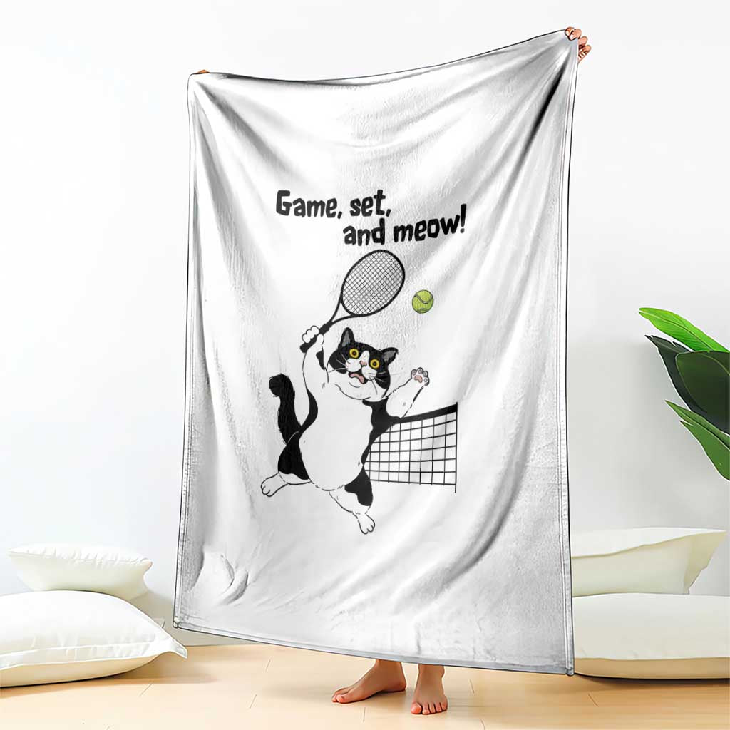 Funny Chubby Cat Tennis Throw Blanket Game Set And Meow TS12 Print Your Wear
