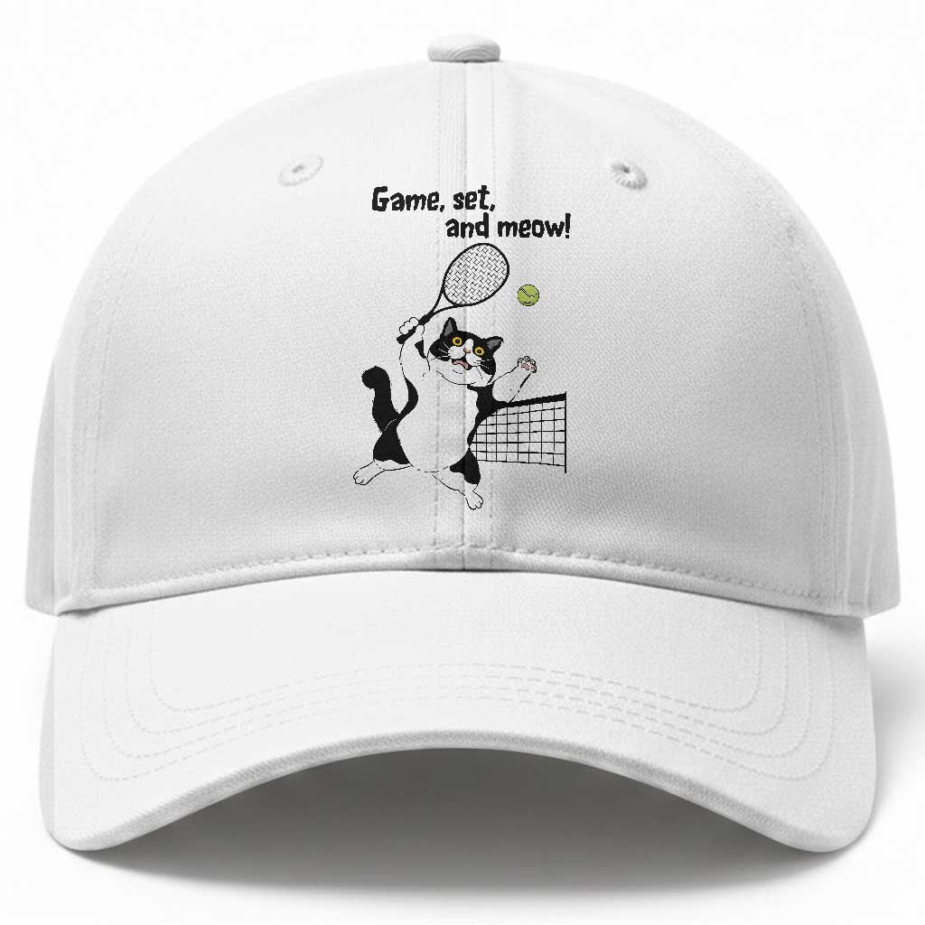 Funny Chubby Cat Tennis Baseball Cap Game Set And Meow TS12 Print Your Wear