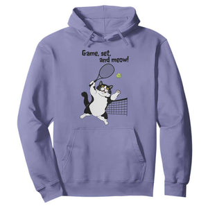 Funny Chubby Cat Tennis Hoodie Game Set And Meow TS12 Violet Print Your Wear
