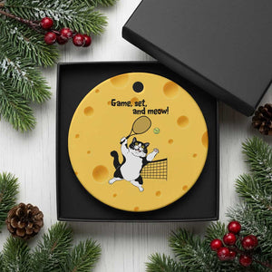 Funny Chubby Cat Tennis Ceramic Ornament Game Set And Meow TS12 1pc Yellow Cheese Print Your Wear