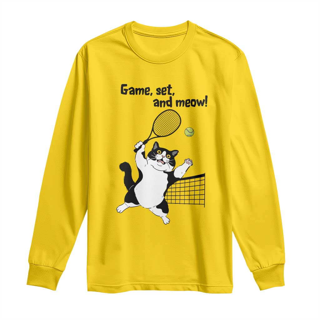 Funny Chubby Cat Tennis Long Sleeve Shirt Game Set And Meow TS12 Daisy Print Your Wear