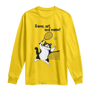Funny Chubby Cat Tennis Long Sleeve Shirt Game Set And Meow TS12 Daisy Print Your Wear