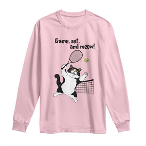 Funny Chubby Cat Tennis Long Sleeve Shirt Game Set And Meow TS12 Light Pink Print Your Wear