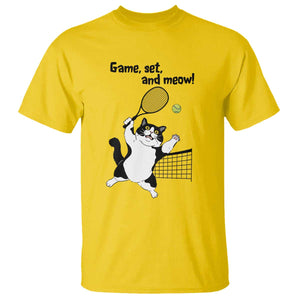 Funny Chubby Cat Tennis T Shirt Game Set And Meow TS12 Daisy Print Your Wear