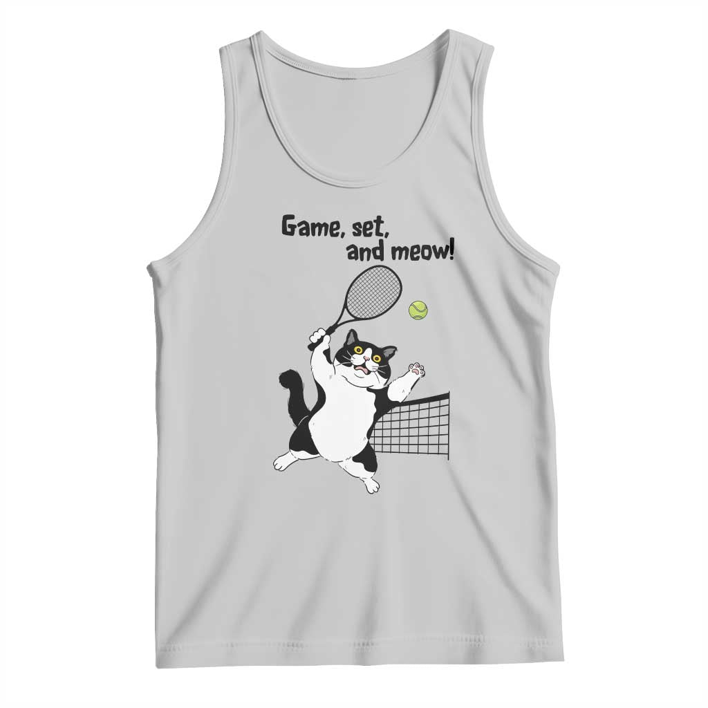 Funny Chubby Cat Tennis Tank Top Game Set And Meow TS12 Ash Print Your Wear