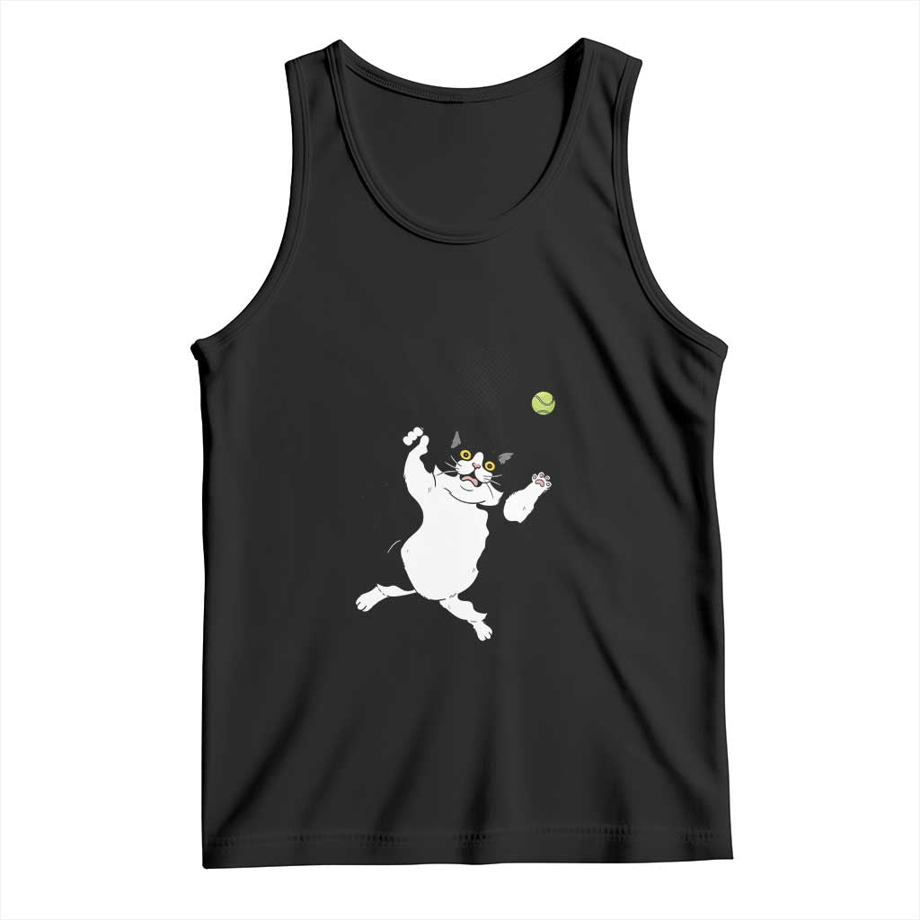 Funny Chubby Cat Tennis Tank Top Game Set And Meow TS12 Black Print Your Wear