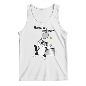 Funny Chubby Cat Tennis Tank Top Game Set And Meow TS12 White Print Your Wear