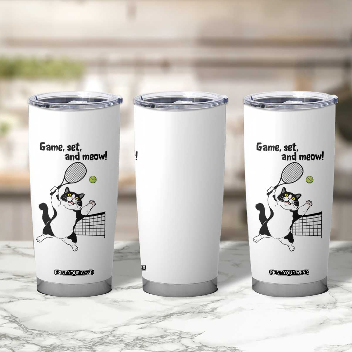 Funny Chubby Cat Tennis Tumbler Cup Game Set And Meow TS12 Print Your Wear