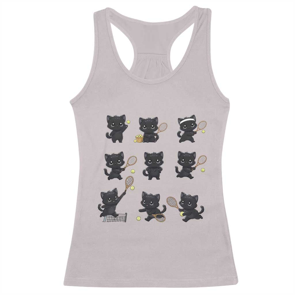 Funny Tennis Game Day Cat Racerback Tank Top Tennis Player Gift TS12 Ice Gray Print Your Wear