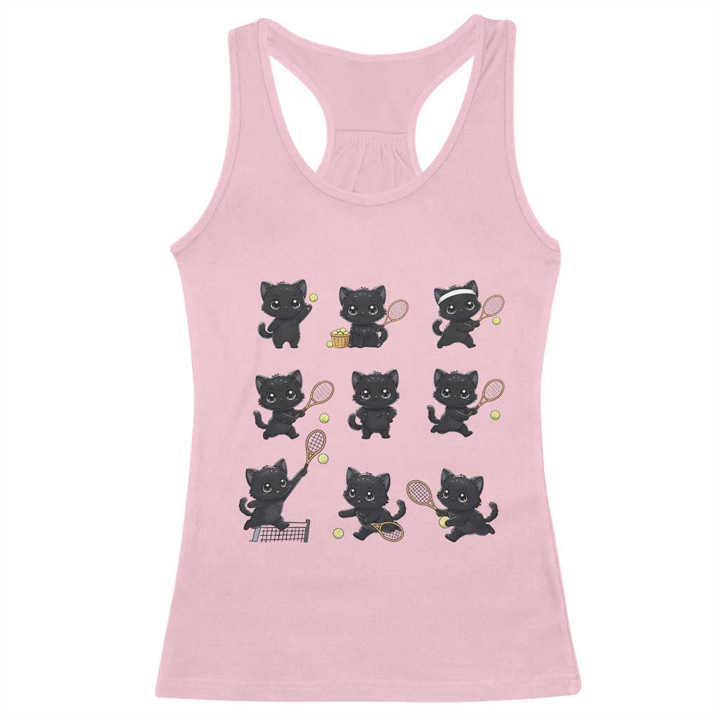 Funny Tennis Game Day Cat Racerback Tank Top Tennis Player Gift TS12 Light Pink Print Your Wear