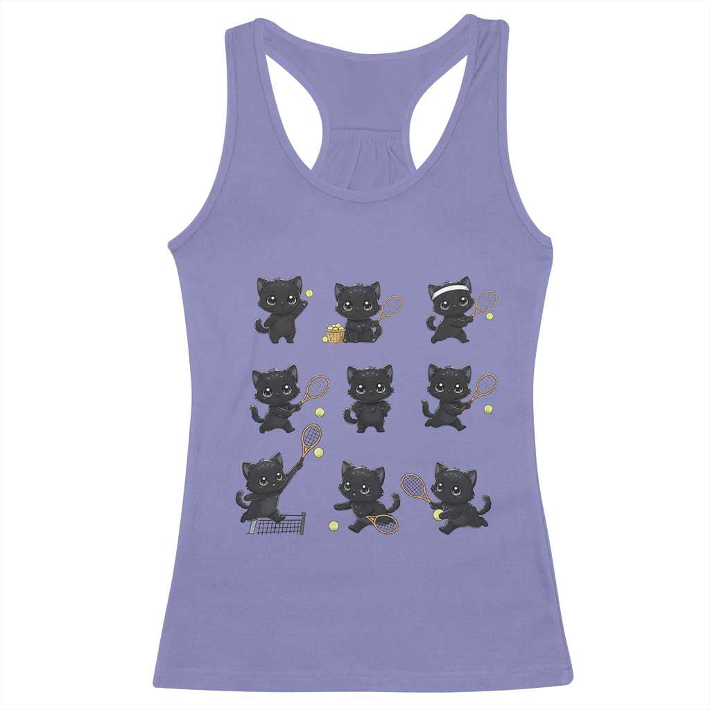 Funny Tennis Game Day Cat Racerback Tank Top Tennis Player Gift TS12 Violet Print Your Wear