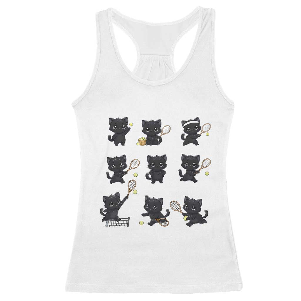 Funny Tennis Game Day Cat Racerback Tank Top Tennis Player Gift TS12 White Print Your Wear