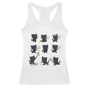 Funny Tennis Game Day Cat Racerback Tank Top Tennis Player Gift TS12 White Print Your Wear