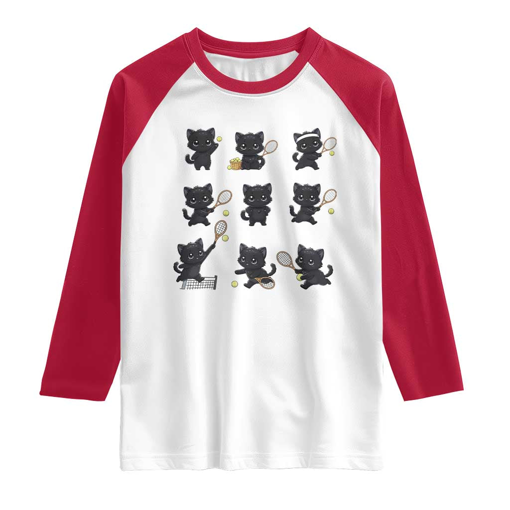 Funny Tennis Game Day Cat Raglan Shirt Tennis Player Gift TS12 White Red Print Your Wear