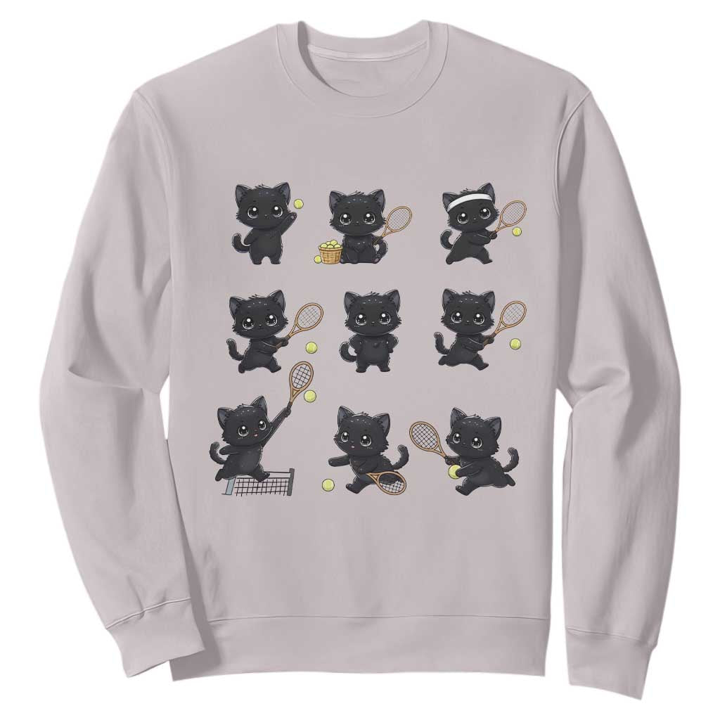 Funny Tennis Game Day Cat Sweatshirt Tennis Player Gift TS12 Ice Gray Print Your Wear