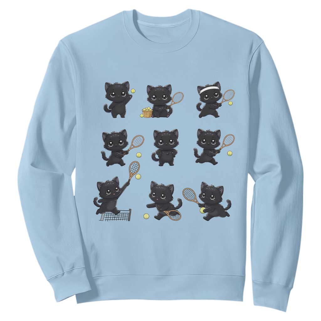 Funny Tennis Game Day Cat Sweatshirt Tennis Player Gift TS12 Light Blue Print Your Wear