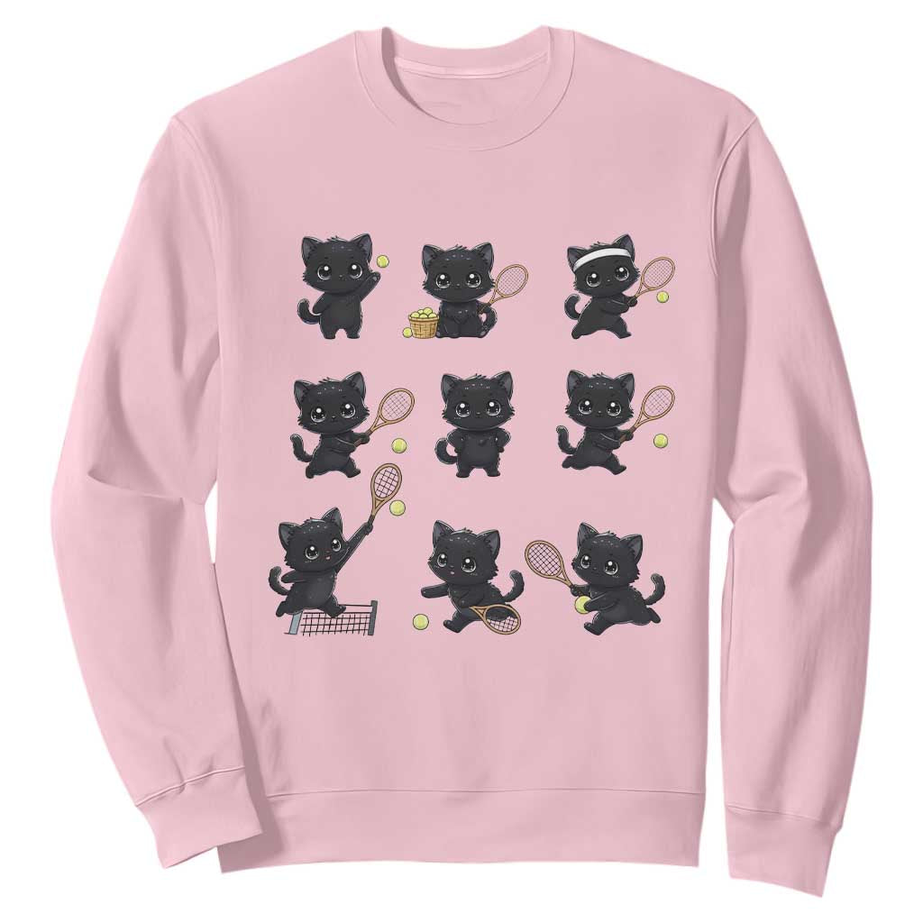 Funny Tennis Game Day Cat Sweatshirt Tennis Player Gift TS12 Light Pink Print Your Wear