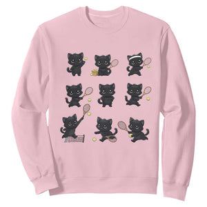 Funny Tennis Game Day Cat Sweatshirt Tennis Player Gift TS12 Light Pink Print Your Wear