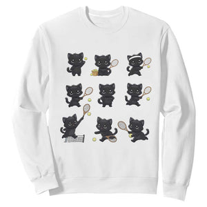 Funny Tennis Game Day Cat Sweatshirt Tennis Player Gift TS12 White Print Your Wear