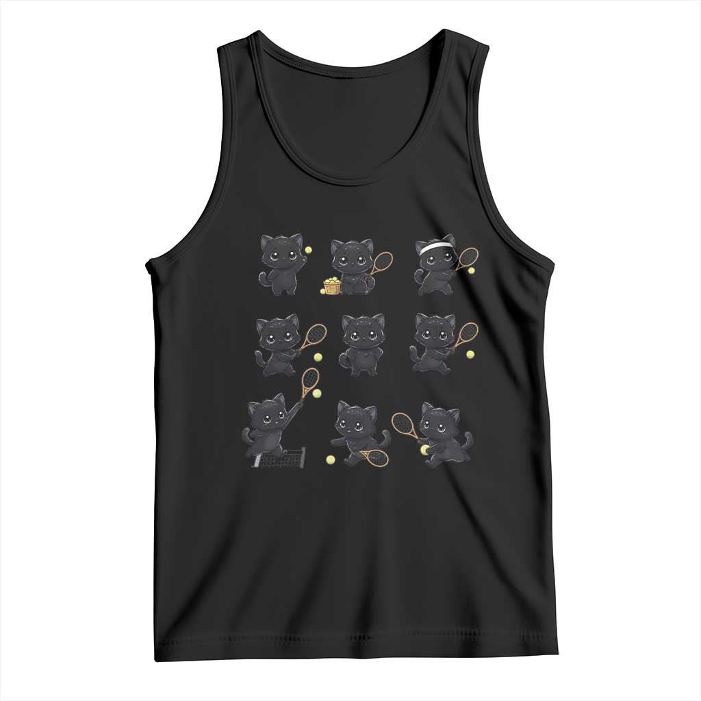Funny Tennis Game Day Cat Tank Top Tennis Player Gift TS12 Black Print Your Wear