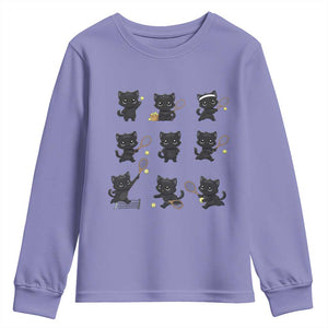 Funny Tennis Game Day Cat Youth Sweatshirt Tennis Player Gift TS12 Violet Print Your Wear