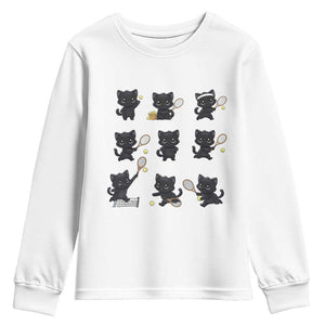 Funny Tennis Game Day Cat Youth Sweatshirt Tennis Player Gift TS12 White Print Your Wear