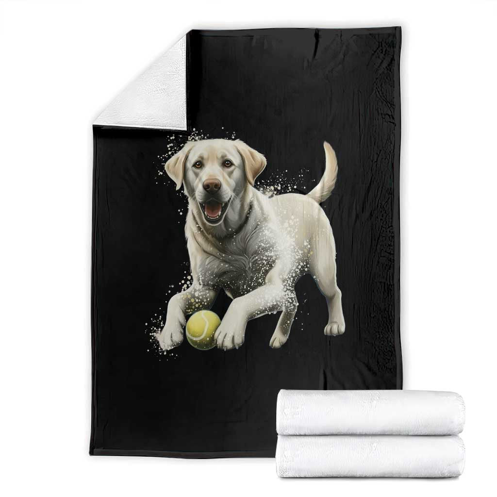 Cute Yellow Labrador Retriever With Tennis Ball Throw Blanket TS12 Black Print Your Wear