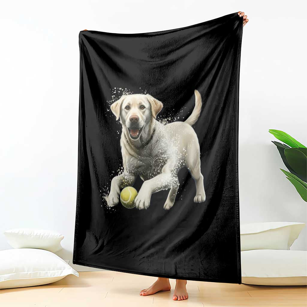 Cute Yellow Labrador Retriever With Tennis Ball Throw Blanket TS12 Print Your Wear