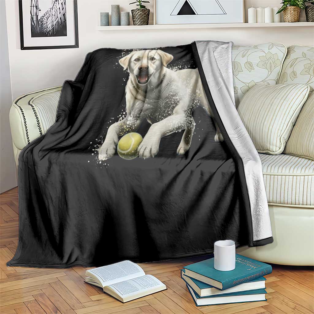 Cute Yellow Labrador Retriever With Tennis Ball Throw Blanket TS12 Print Your Wear