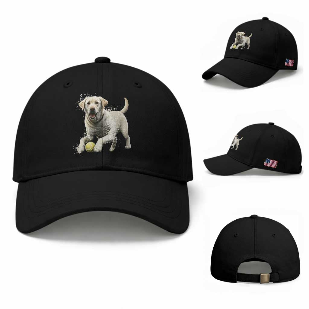 Cute Yellow Labrador Retriever With Tennis Ball Baseball Cap TS12 Baseball Cap Universal Fit Black Print Your Wear