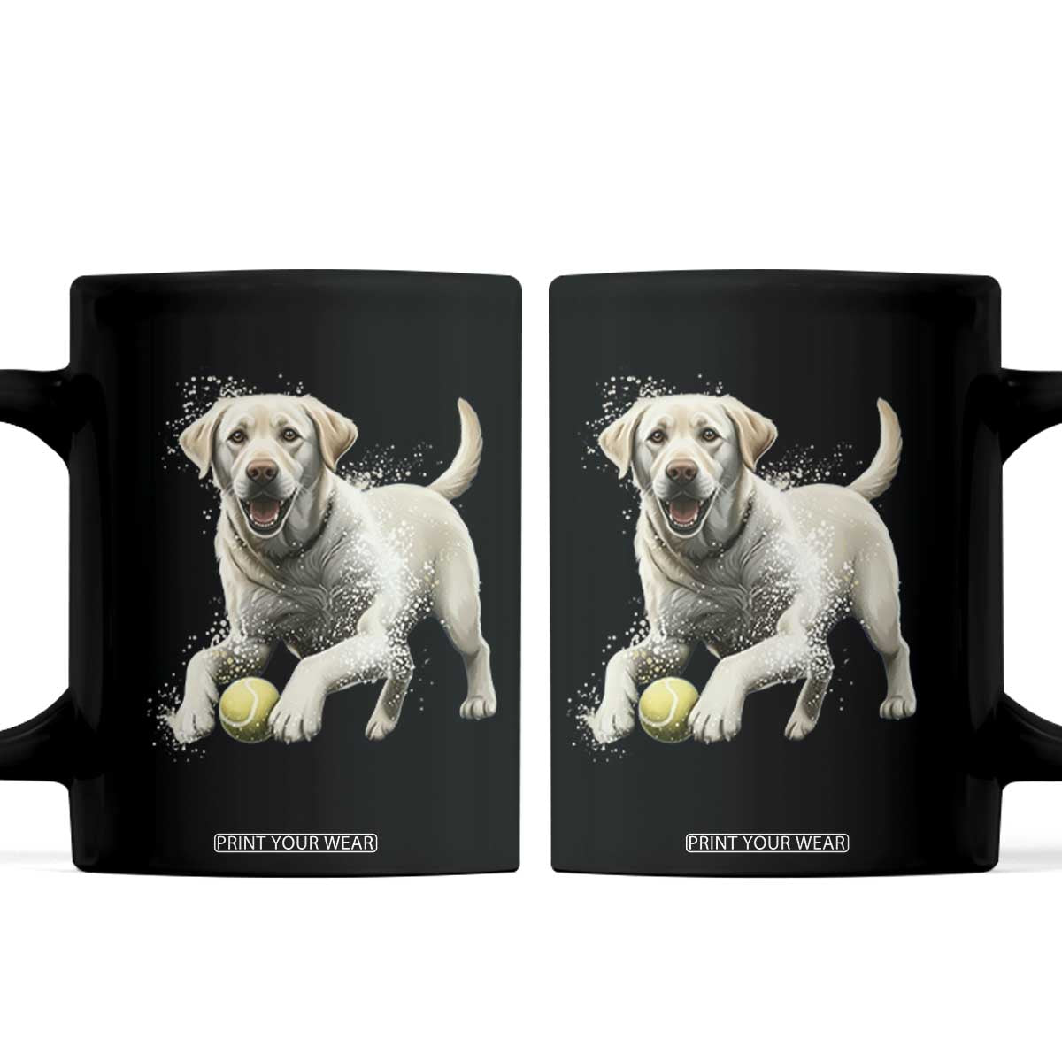 Cute Yellow Labrador Retriever With Tennis Ball Coffee Mug TS12 Black Print Your Wear