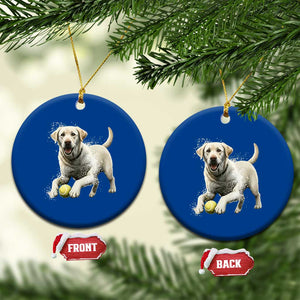 Cute Yellow Labrador Retriever With Tennis Ball Ceramic Ornament TS12 1pc Blue Print Your Wear