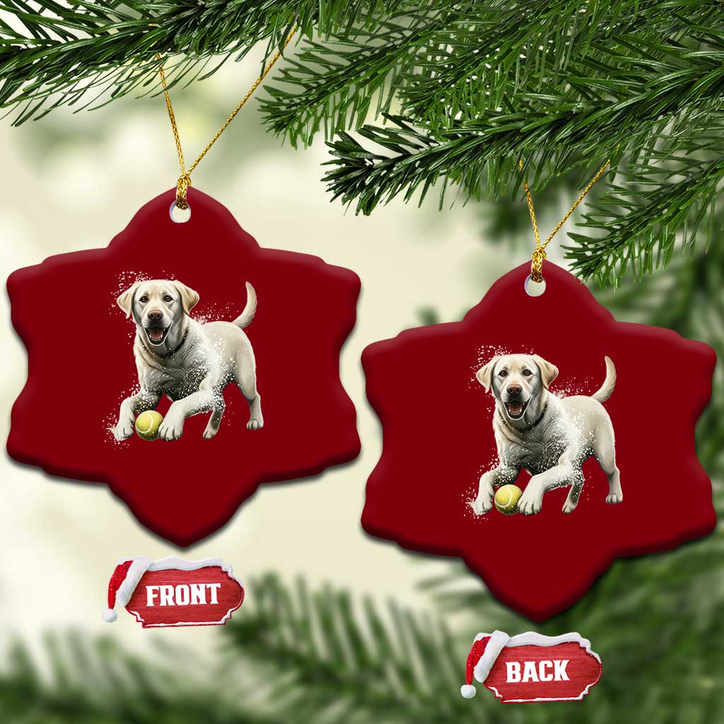 Cute Yellow Labrador Retriever With Tennis Ball Ceramic Ornament TS12 Print Your Wear