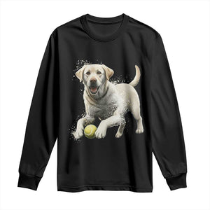 Cute Yellow Labrador Retriever With Tennis Ball Long Sleeve Shirt TS12 Black Print Your Wear