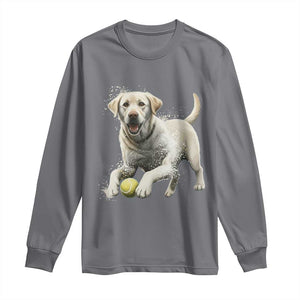 Cute Yellow Labrador Retriever With Tennis Ball Long Sleeve Shirt TS12 Charcoal Print Your Wear