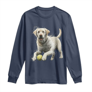 Cute Yellow Labrador Retriever With Tennis Ball Long Sleeve Shirt TS12 Navy Print Your Wear