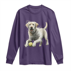 Cute Yellow Labrador Retriever With Tennis Ball Long Sleeve Shirt TS12 Purple Print Your Wear