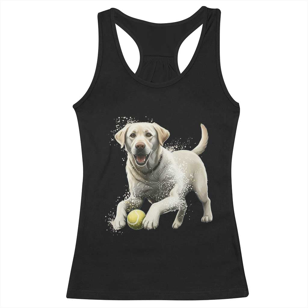Cute Yellow Labrador Retriever With Tennis Ball Racerback Tank Top TS12 Black Print Your Wear