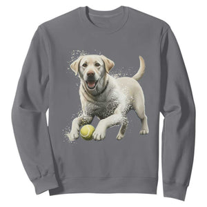 Cute Yellow Labrador Retriever With Tennis Ball Sweatshirt TS12 Charcoal Print Your Wear