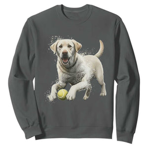Cute Yellow Labrador Retriever With Tennis Ball Sweatshirt TS12 Dark Heather Print Your Wear