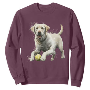 Cute Yellow Labrador Retriever With Tennis Ball Sweatshirt TS12 Maroon Print Your Wear