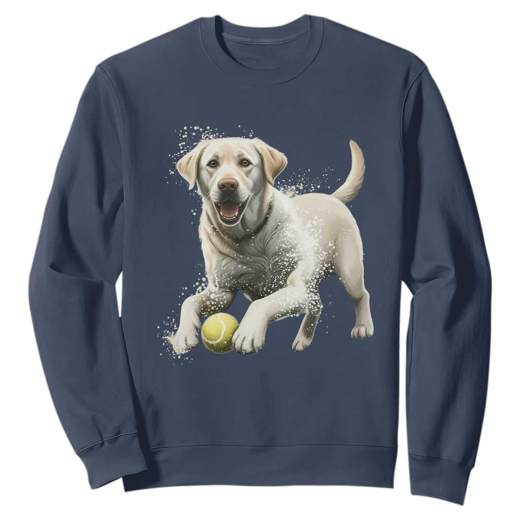 Cute Yellow Labrador Retriever With Tennis Ball Sweatshirt TS12 Navy Print Your Wear