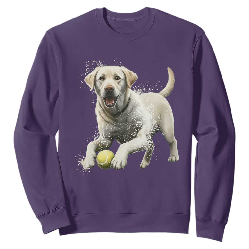 Cute Yellow Labrador Retriever With Tennis Ball Sweatshirt TS12 Purple Print Your Wear