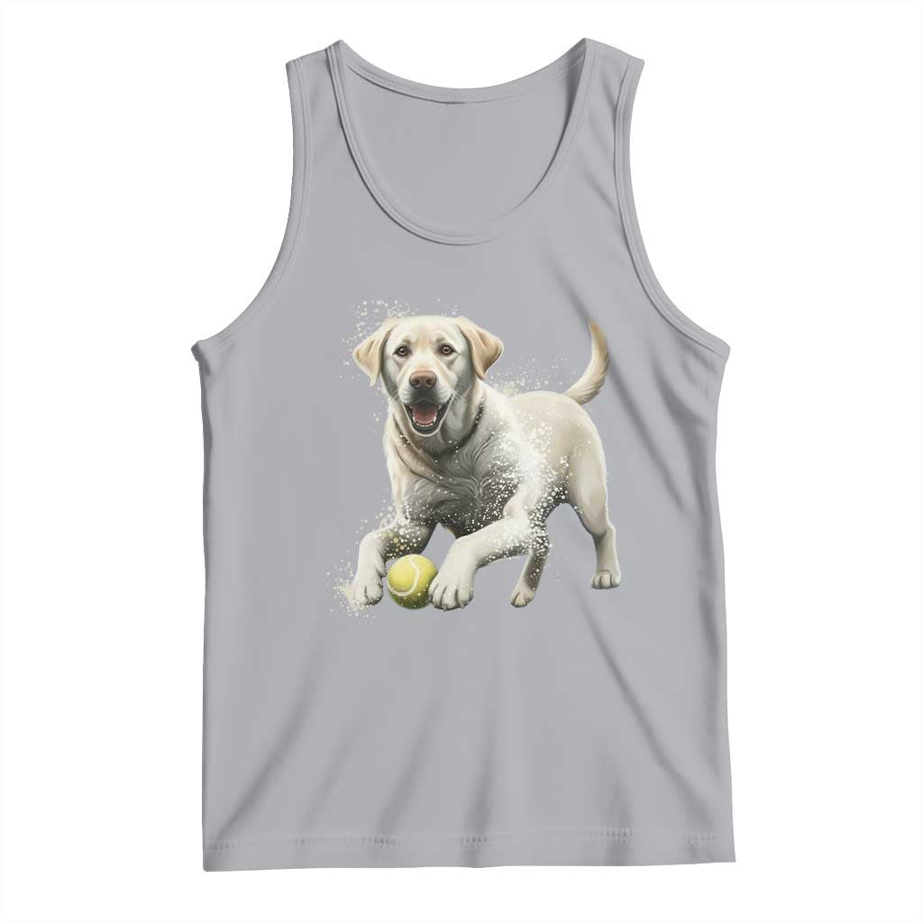 Cute Yellow Labrador Retriever With Tennis Ball Tank Top TS12 Athletic Heather Print Your Wear